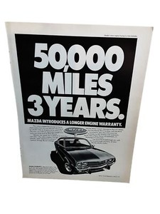 1974 Mazda RX4 Hardtop Longer Engine Warranty Original Print Ad 70s