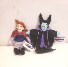 Disney Store Stuffed Sleeping Beauty Bean Bag Plush Maleficent  Prince Phillip