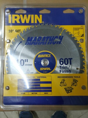 4  IRWIN Marathon 14074 10'' 60T Carbide Circular Saw Blade