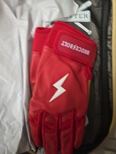 2-2025-NWTS-BRUCE BOLT YOUTH Premium Pro Short Cuff Batting Gloves - MEDIUM Red