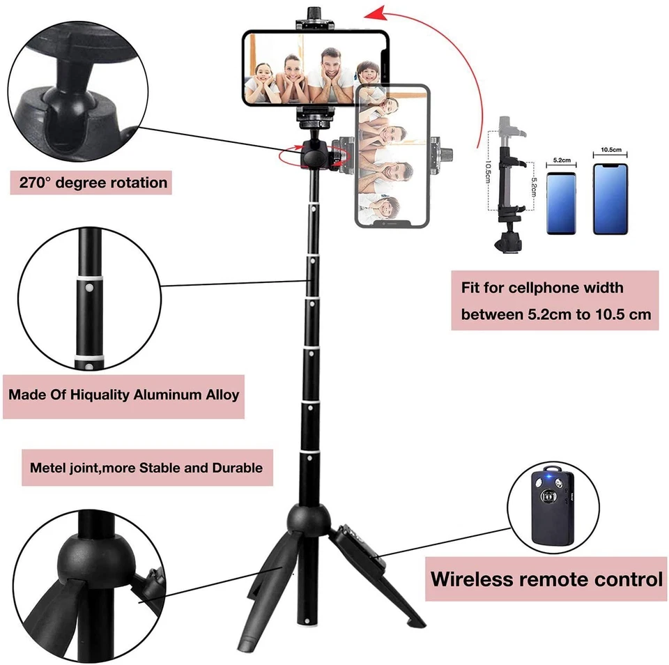 Universal Selfie Stick Tripod Stand for Cell Phone camera with Bluetooth Remote - Image 4 of 4