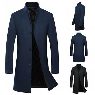 Winter Men's Single Breasted Stand collar Trench Coat Woolen Winter Men's Single Breasted Stand collar Trench Coat Woolen