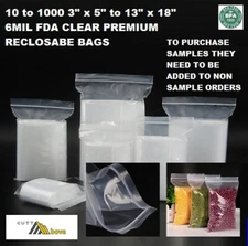 Clear 2 4 6 Mil Plastic Zip Seal Lock Top Reclosable Re-Sealable Poly Bags 6Mil