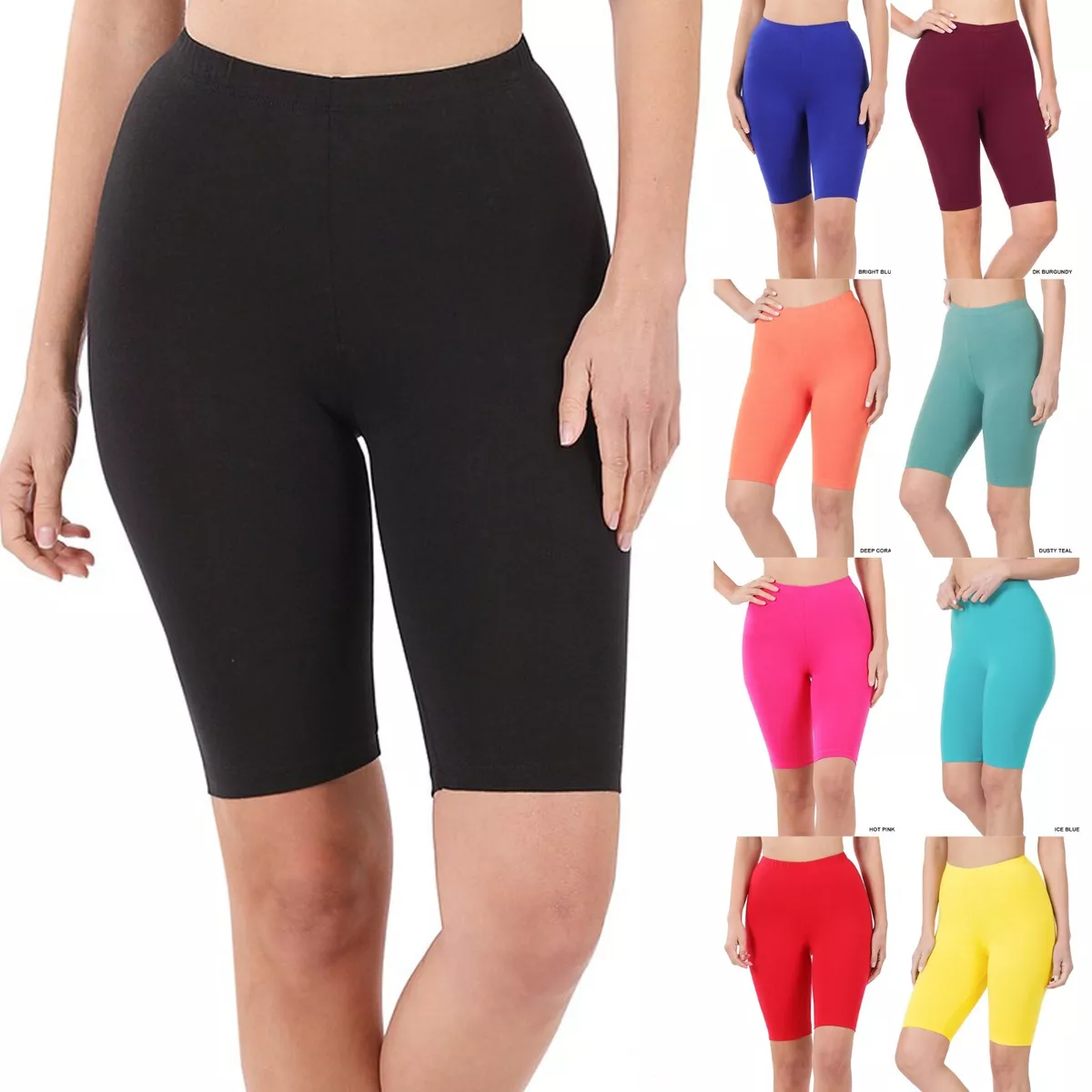 Womens Bermuda Shorts Stretch Cotton Spandex Bike Yoga Exercise