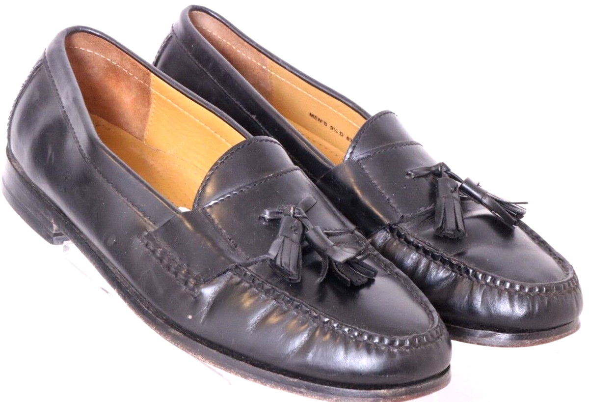 Cole Haan Black Leather Tassel Pinch toe Slip-On Loafer 