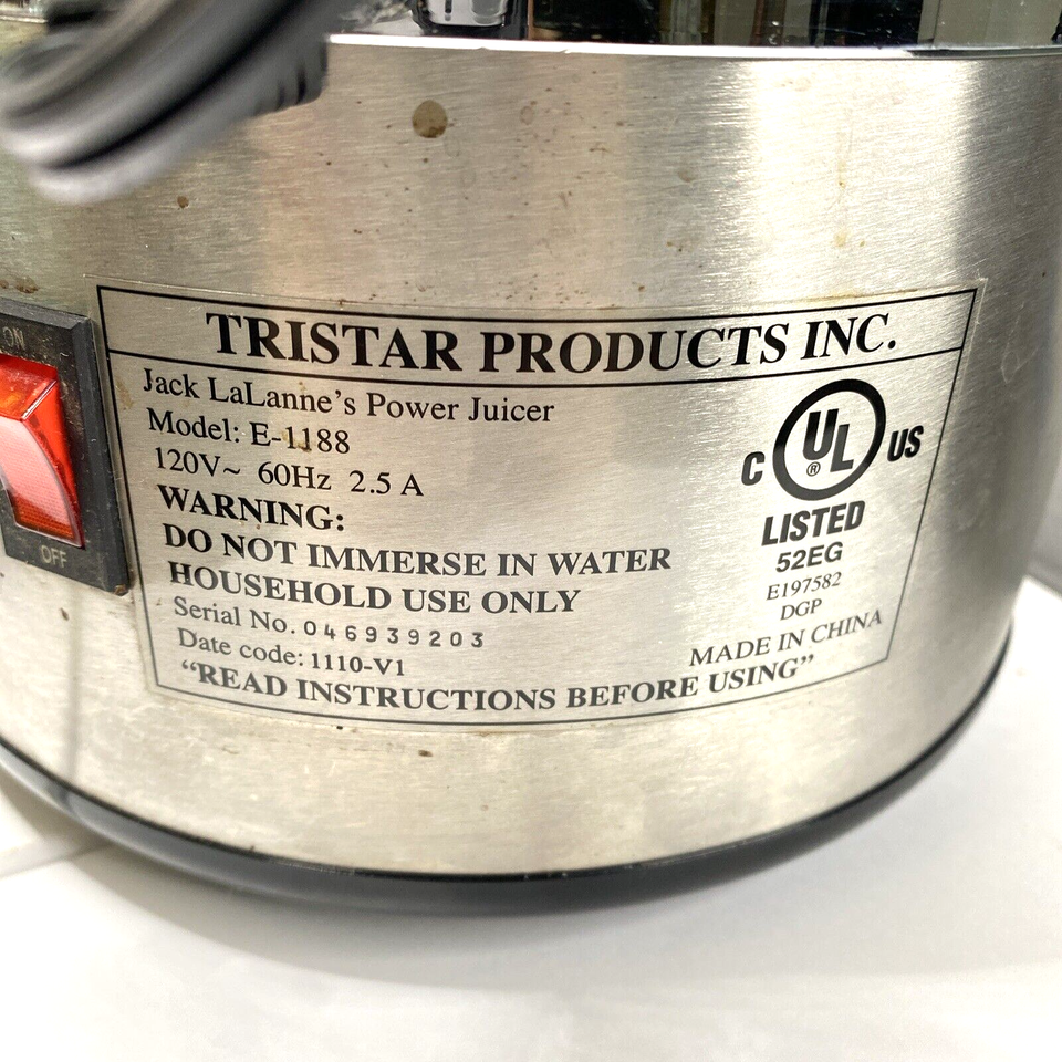 Jack Lalanne's Power Juicer E1188 Stainless Steel Tested Works eBay