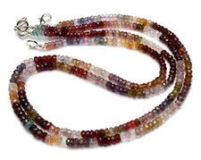 Natural Gem Multicolor Spinel 3 to 5MM Size Faceted Rondelle Beads Necklace 17"