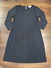 Michael Kors Sheath Black 3/4 sleeve fishnet panel Midi dress Size small