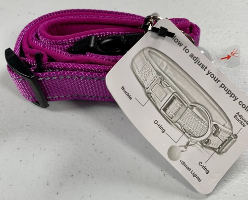 Mabrill collare per cane riflettente blu o viola nuovo imbottito nylon animale domestico regolabile - Foto 32 di 37