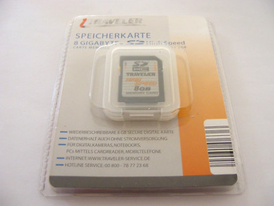 8GB SDHC Card  HIGH SPEED ( 8 GB SDHC Karte ) TRAVELER Neu