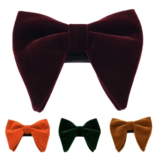 Men Oversize Velvet Bow Tie Big Bowtie Pre-Tied Wedding Party Ties bowknots *.* - Picture 1 of 19