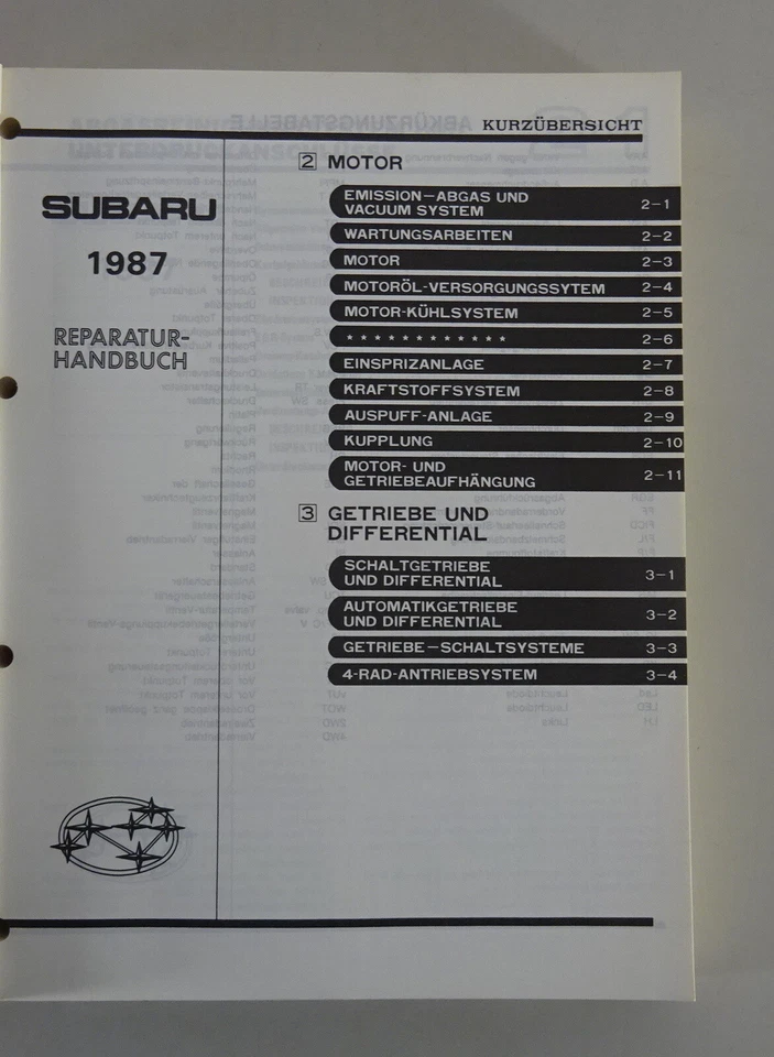 Manual de Taller/Manual de Servicio 4 Volúmenes Subaru XT Stand 05/1987 - Imagen 4 de 4