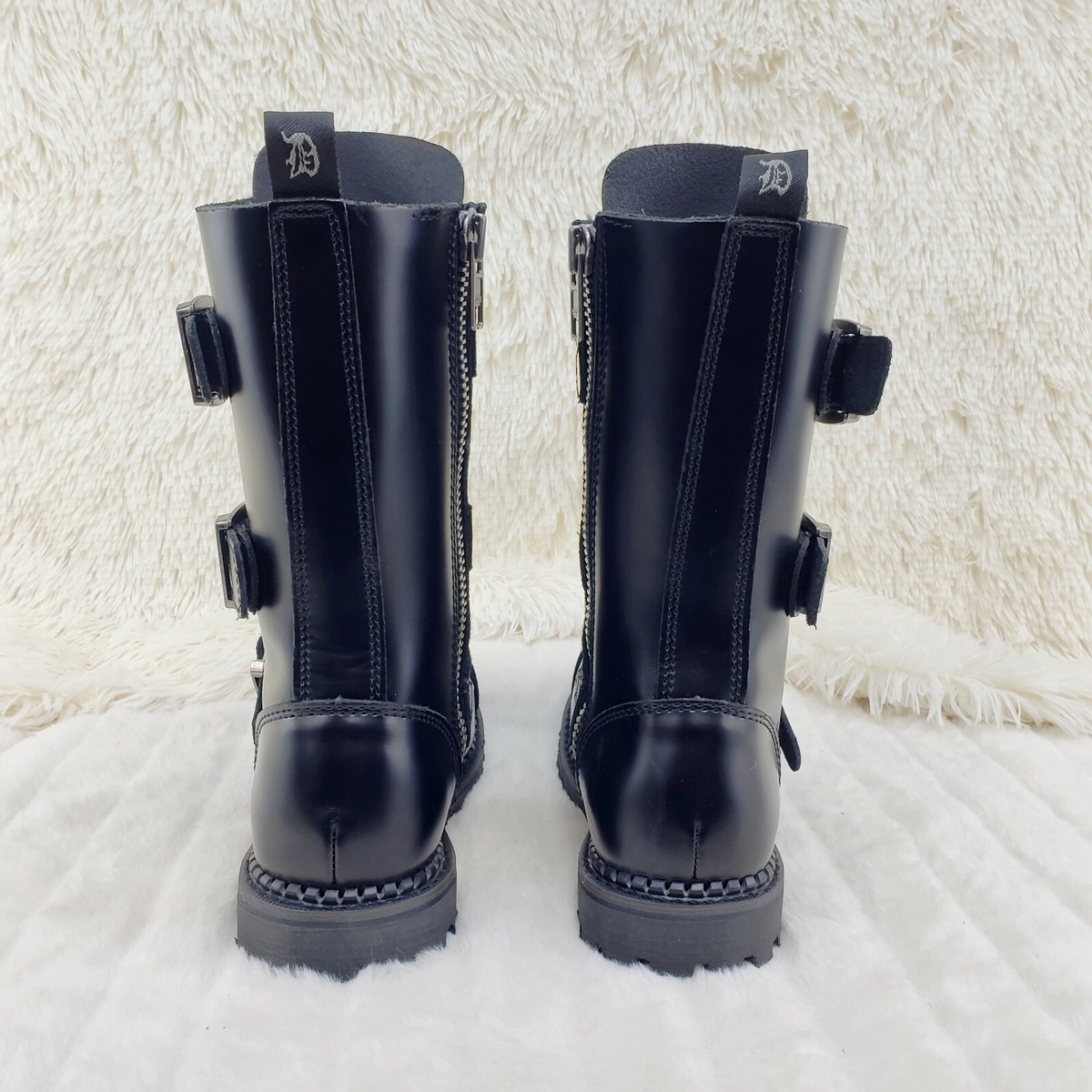 Riot 12 VL Goth Combat Biker Steel Toe VEGAN LEATHER  Ankle Military Boots DEMONIA  main image 4