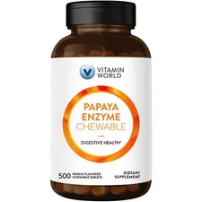 Vitamin World Papaya Enzymes Chewable 500 Tablets - Papain Amylase & Protease...