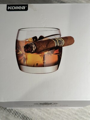 cocktail cigarette holder Whiskey/bourbon/cocktail Glass Cigar KOLLEA 9oz Square Glass with Cigar  holder