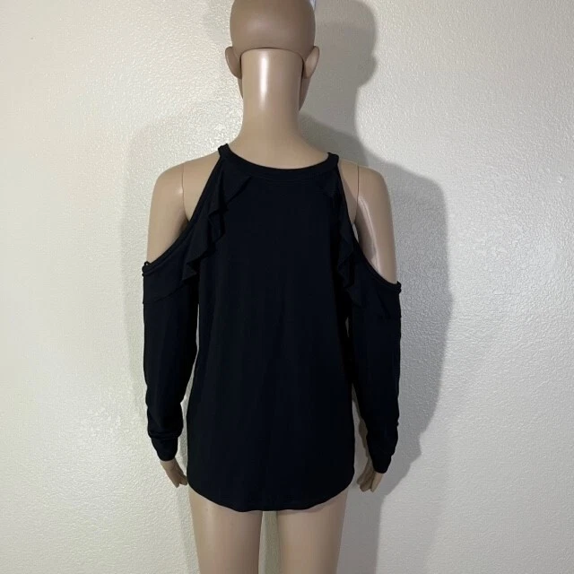 beyond-yoga modal/spandex frill seeker cold shoulder shirt
