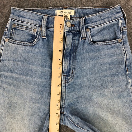 Madewell Womens Jeans 24 Blue Slim Crop Boyfriend High Rise Fray Hem Distressed - Picture 9 of 12