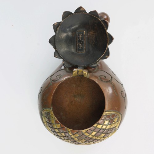 Japanese Meiji Inkwell Mixed Metal Lotus Design - Picture 5 of 10