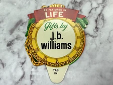 Vintage JB WILLIAMS Advertising Small Cardboard Store Display Pocket Watch Shape