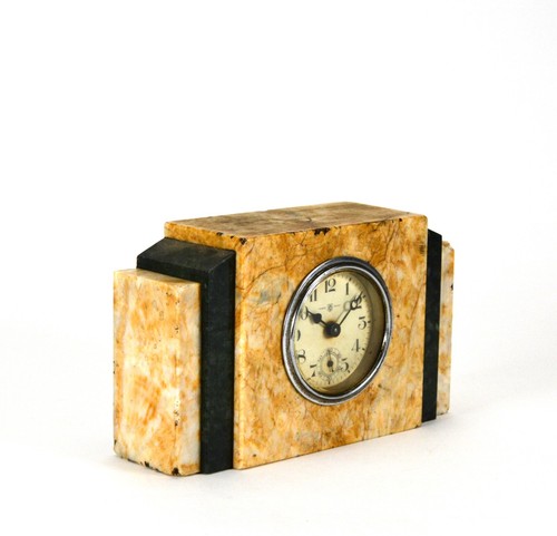 1920's Vintage Miniature French Marble Case Art Deco Clock with Second Hand Dial - Picture 2 of 8