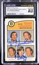 John Bucyk Jean Ratelle & O’Reilly Signed 1976-77 O-Pee-Chee 381 CGC AU JSA Auto