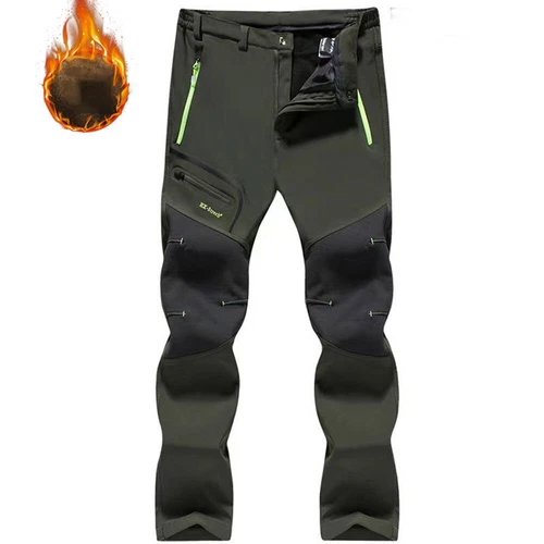 Herren Gefütterte Cargo Lange Hose Outdoor Wandern Ski Schnee Winter Warm Hose - Bild 2 von 8