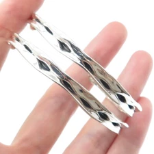 HAGIT GORALI 925 Sterling Silver Vintage Israel Modernist Hoop Earrings