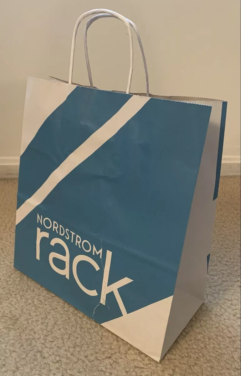 NORDSTROM rack paper gift shopping bag blue & white approximately  10.5x9.5x4”