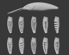 wLure Hard Plastic 3D Stencil for Fishing Lure Jerkbait Blank Body UPM514