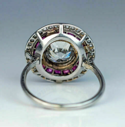 Art Deco White Sapphire & Purple 2.10CT Wedding Solid 935 Argentium Silver Ring - Image 2 of 4