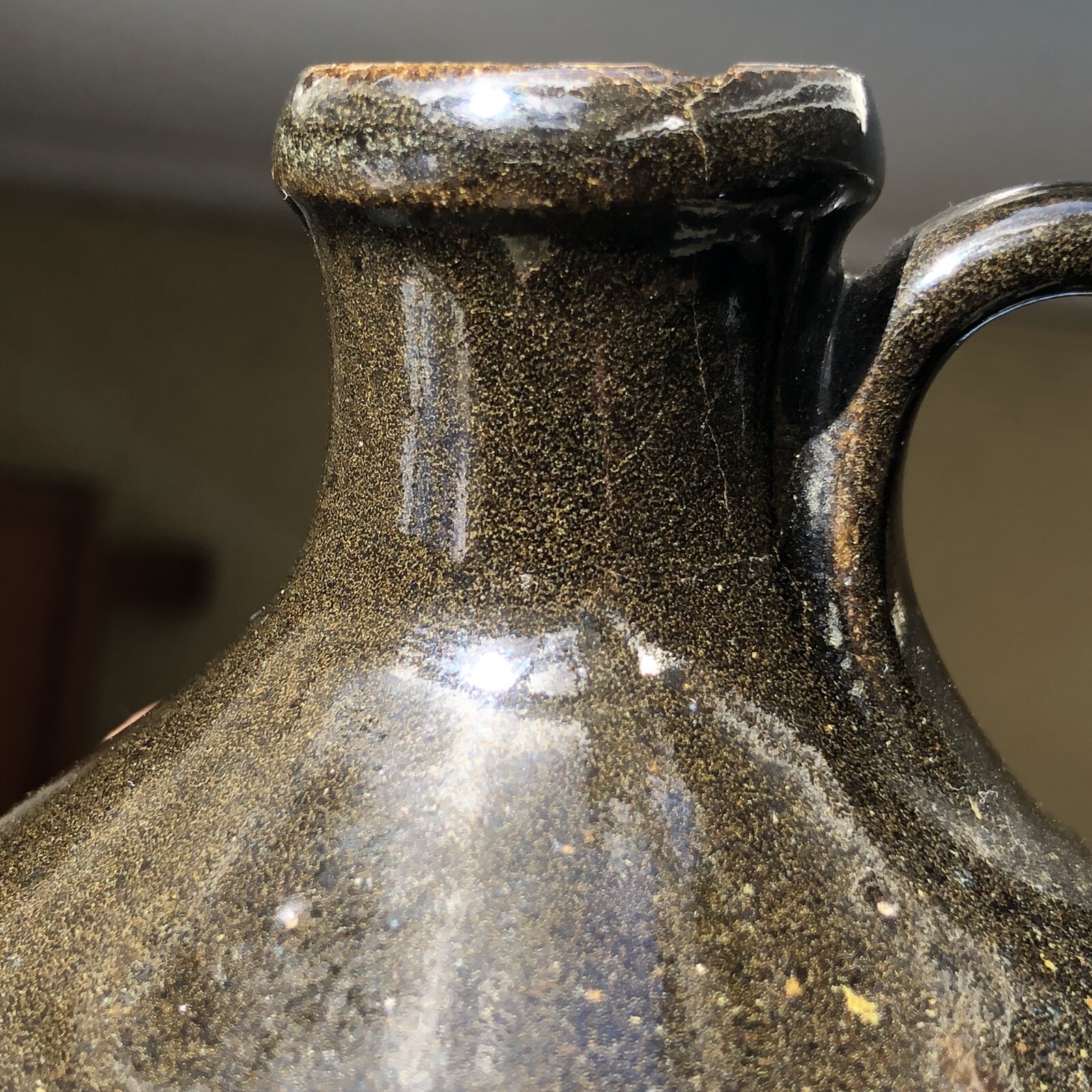 Jugtown Ware Dark Earthy Jug 7” Pottery Seagrove NC Stamped Dated 1984 Vintage