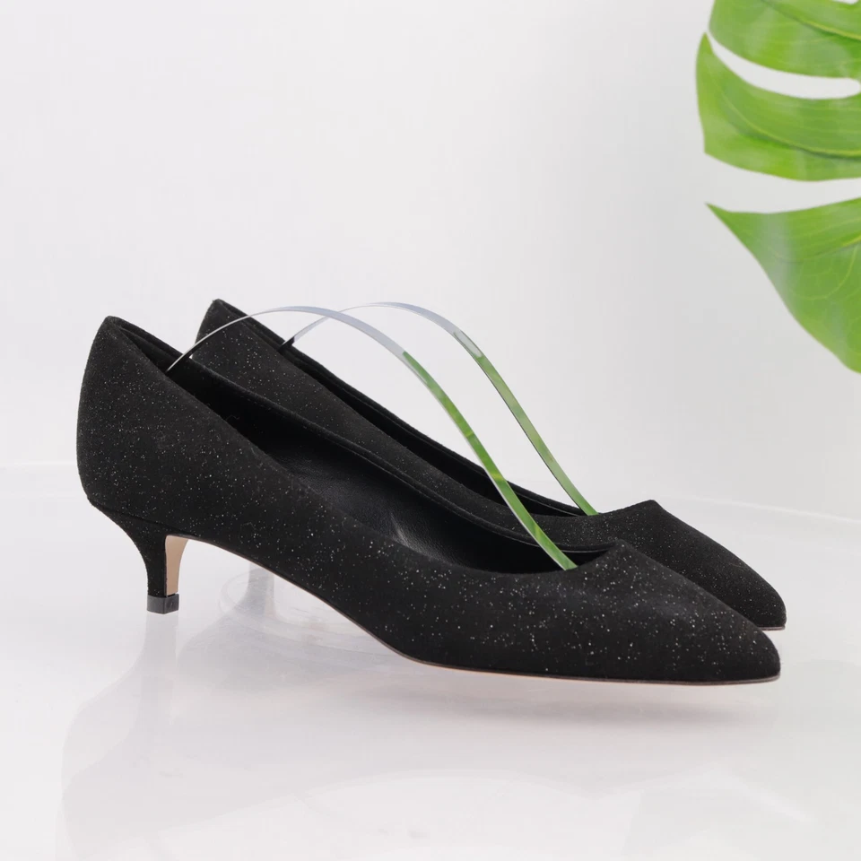 Sesto Meucci Mujer Binny Pump Talla 7 Negro Gamuza Brillo Punta Gatito Tacón Foto 2 de 4