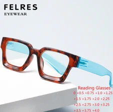 Men Women Square Anti Blue Light Reading Glasses Thick Frame Presbyopic Readers
