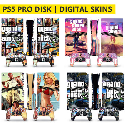 Grand Theft GT PS5 PRO Disk Digital Skin Sticker Vinyl Wrap Playstation 5 PRO