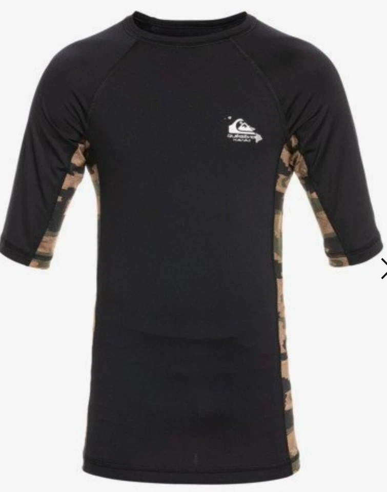 Quiksilver Rash Guard Arch This Hawaii SS Boys Talla M 12 Negro Camuflaje Nuevo Foto 3 de 4