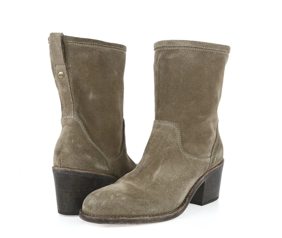 Mujer AGL Taupe Gamuza Pull on Botas Cortas Zapatos Talla 36 Foto 2 de 4