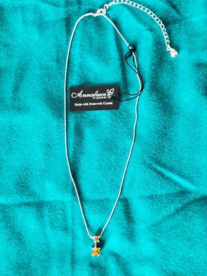 Annaleece by Devries Orange Swarovski Crystal Pendant Necklace  New With Tags 