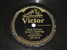 MARGARET McKEE-Salut D'Amour (1921) VICTOR 10" Shellac Single