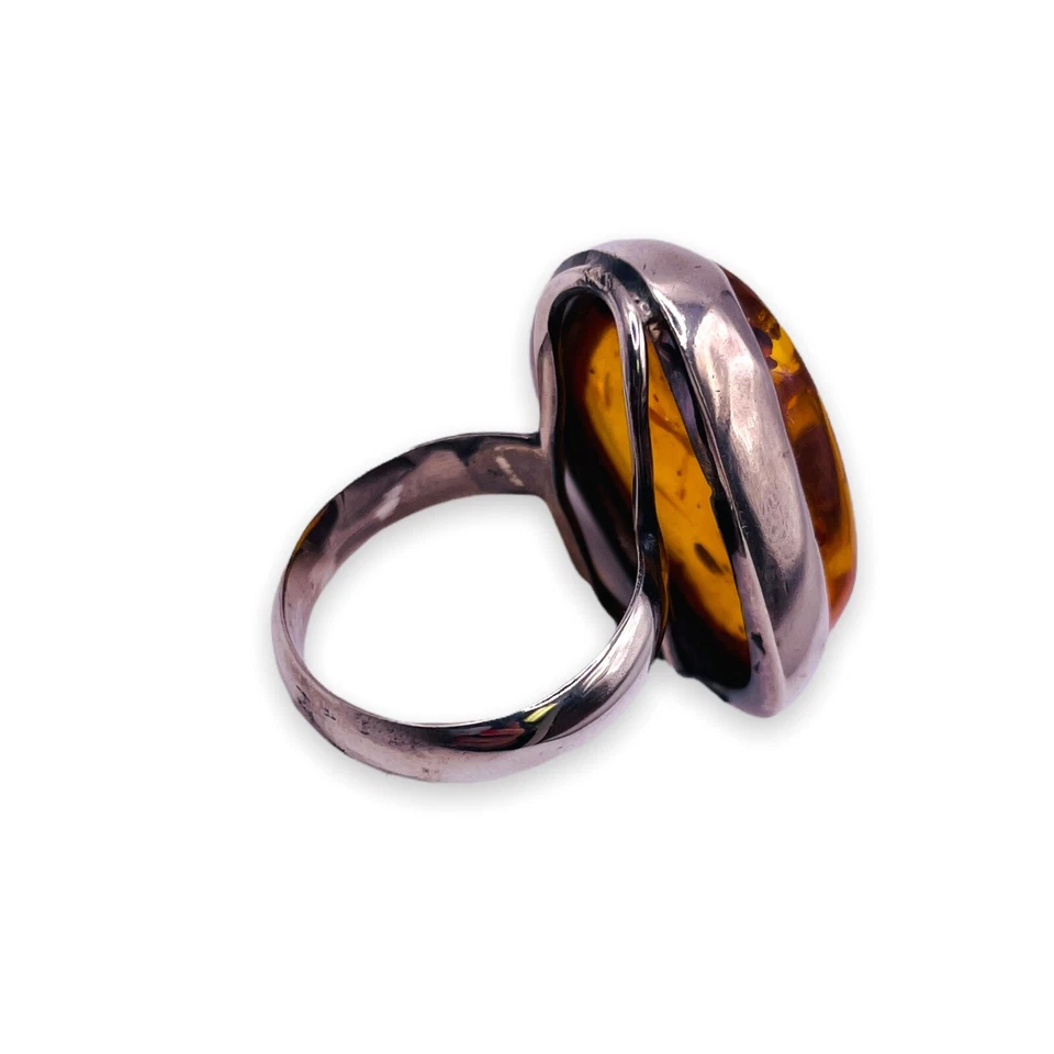 Anillo de plata de ley 925 ámbar báltico natural tamaño 7,5 - 5783 Foto 2 de 4