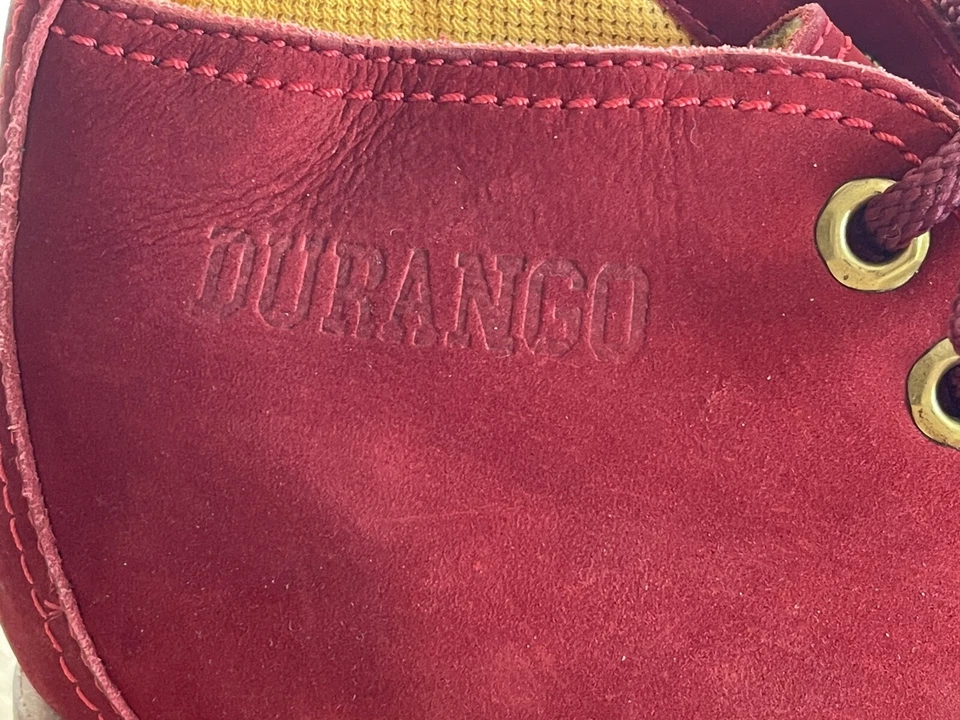 Durango 压花红色蔓越莓麂皮绒厚底系带靴女式 6 码 — 第 3/4 张图片