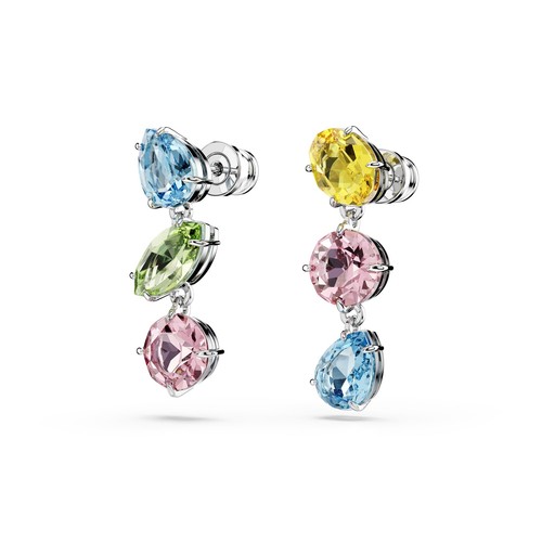 Swarovski Gema Drop Earrings Asymmetrical Design Mixed Cuts Multicolored 5692406 - Picture 3 of 5