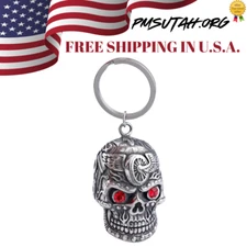 Motorcycle Skull Bell Gremlin Guardian Angel Biker Bling Key Chain Ring Ryder 