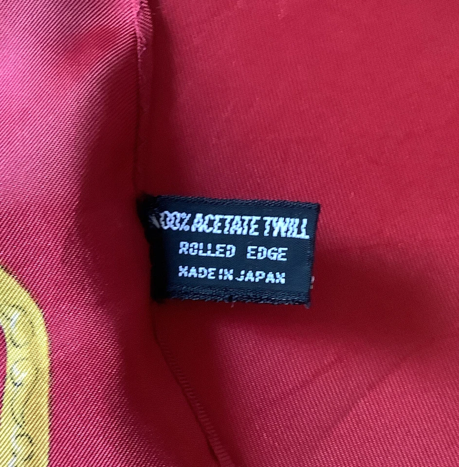 $ A Red Equestrian Horse Design 26 inch Square Vintage Ladies Scarf - Image 4 of 4