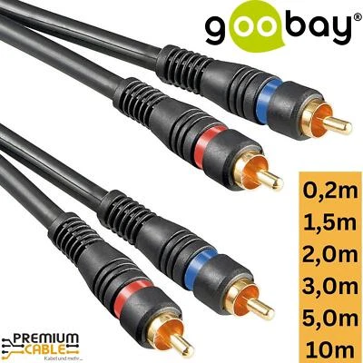 Goobay® Cinch Kabel Audio RCA Anschlusskabel 2* Stecker Stereo OFC 0,2 bis 10m