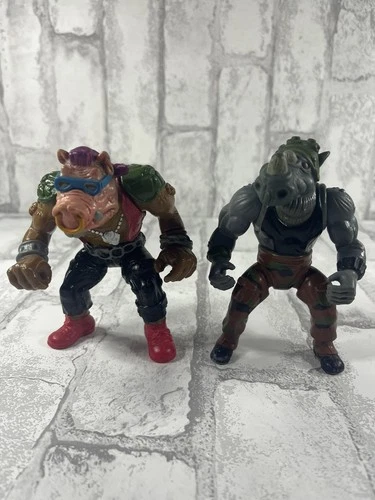 Teenage Mutant Ninja Turtles TMNT Rocksteady & Bebop Figure Lot 1988 Playmates