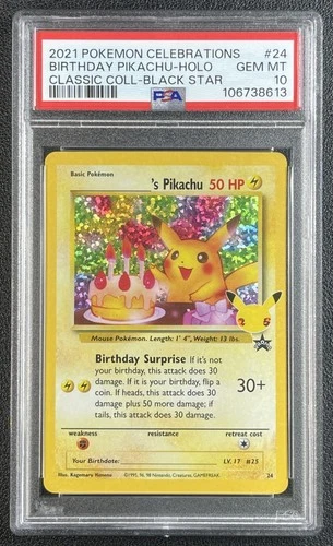 PIKACHU PSA 10 2021 POKEMON SWORD & SHIELD CELEBRATIONS #24 CLASSIC COLL BSP 613