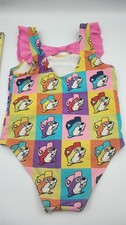 BUC-EE'S Kids 1 Piece Swim Suit 4T Buc-ee Neon Pink All Over Print