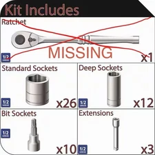 Husky 1/2 in. Drive Mechanics Tool Set (52-Piece) (MISSING RATCHET)