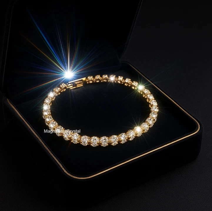 Swarovski Elements Rose Gold Heart Crystal Bracelet Minimalist Chain Bangle - Image 3 of 4