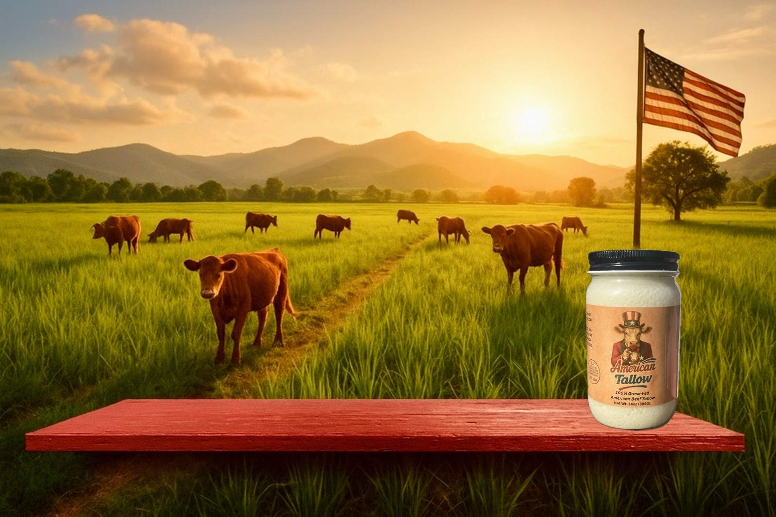 100% Grass-Fed, Pasture-Raised, Non-GMO American Beef Tallow - 14 oz Glass Jar